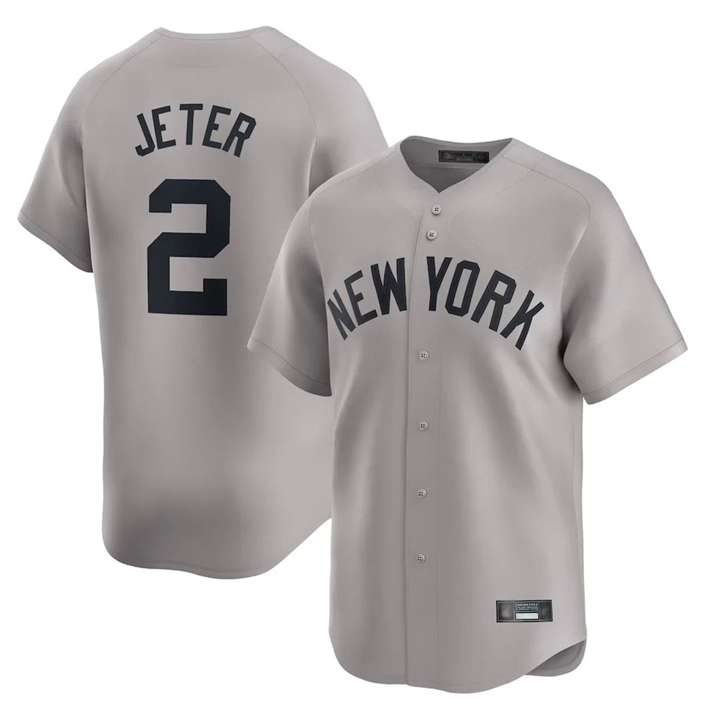 Elroe NY.Yankees #2 Derek Jeter Player Gray Limited Home Stitched Jerseys