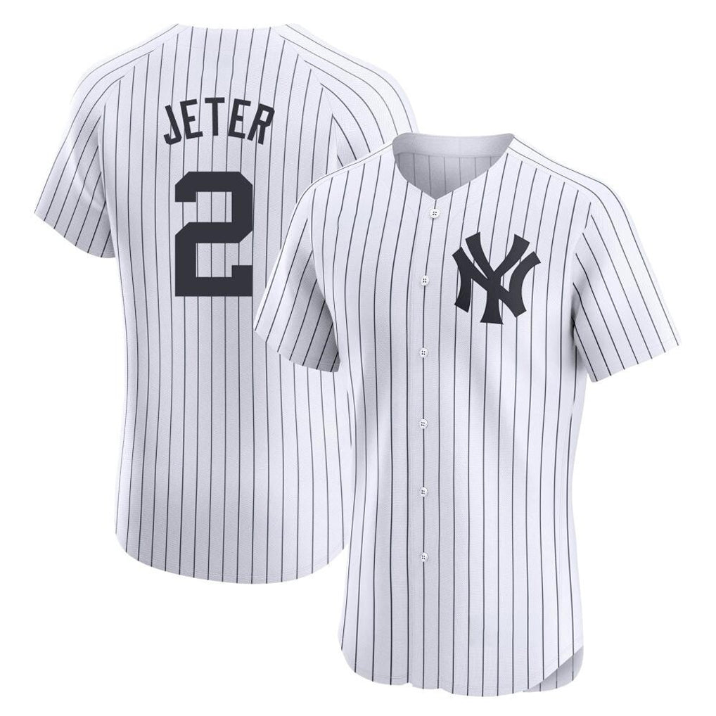 Elroe NY.Yankees #2 Derek Jeter Player White Limited Elite Home Stitched Jerseys