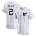 Elroe NY.Yankees #2 Derek Jeter Player White Limited Elite Home Stitched Jerseys