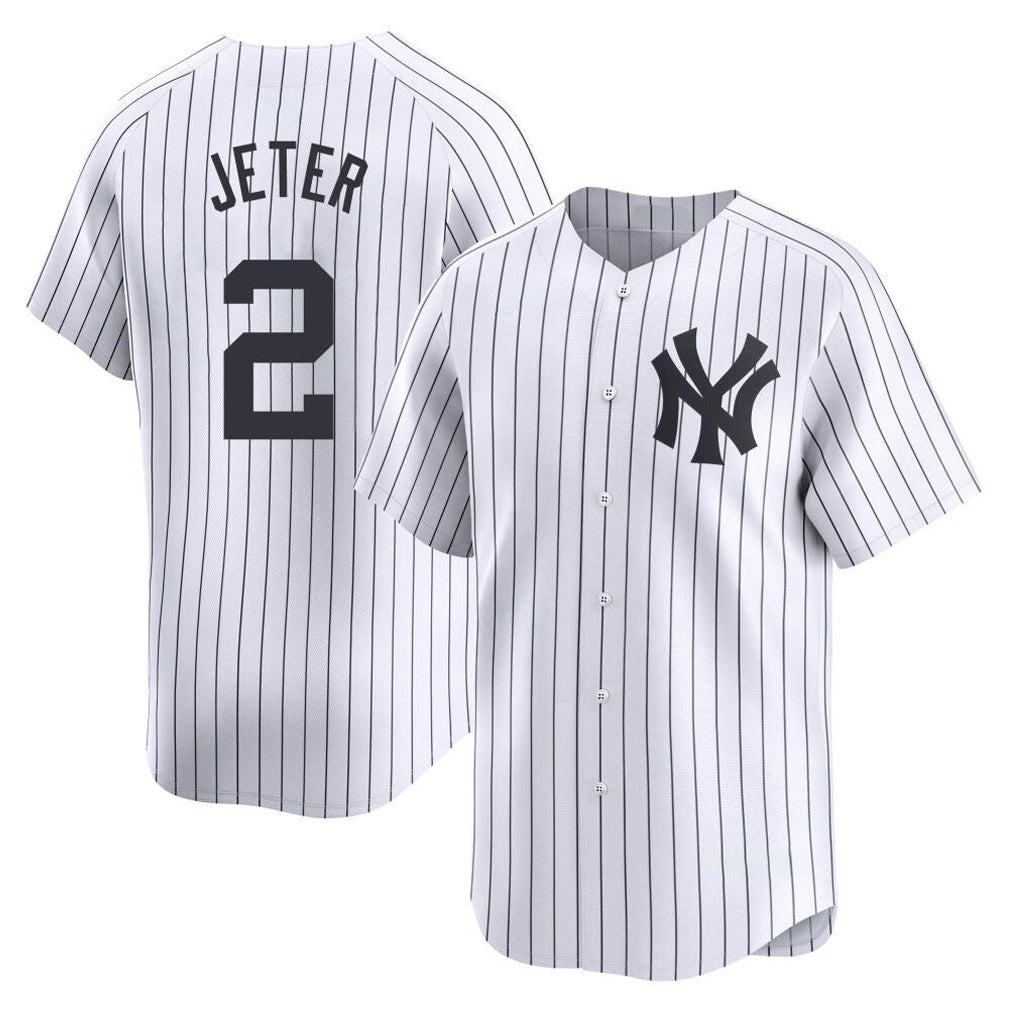 Elroe NY.Yankees #2 Derek Jeter Player White Limited Home Stitched Jerseys