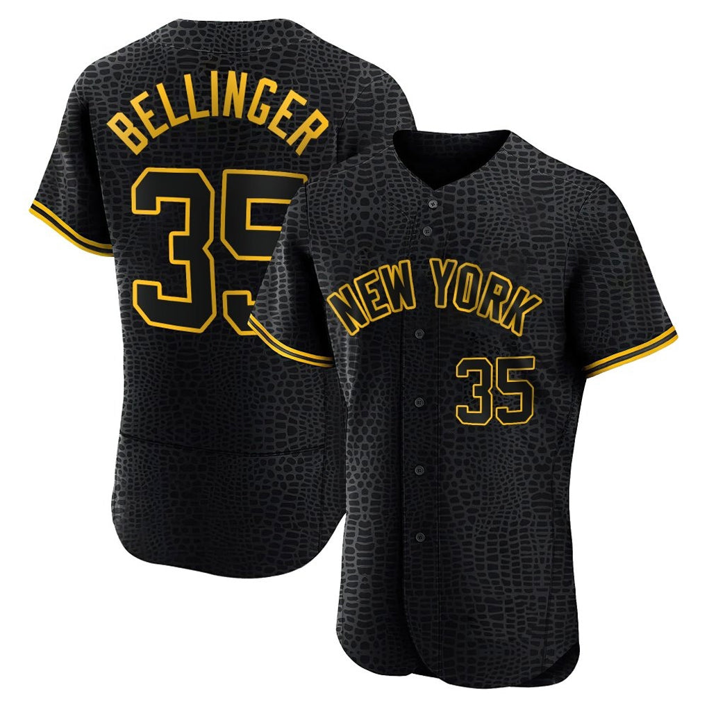 Elroe NY.Yankees #35 Cody Bellinger Player Black Snake Skin City Limited ELite Home Stitched Jerseys