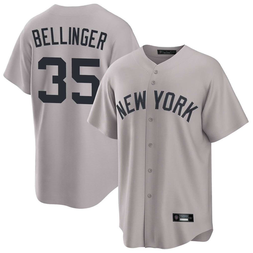 Elroe NY.Yankees #35 Cody Bellinger Player Gray Game Home Stitched Jerseys