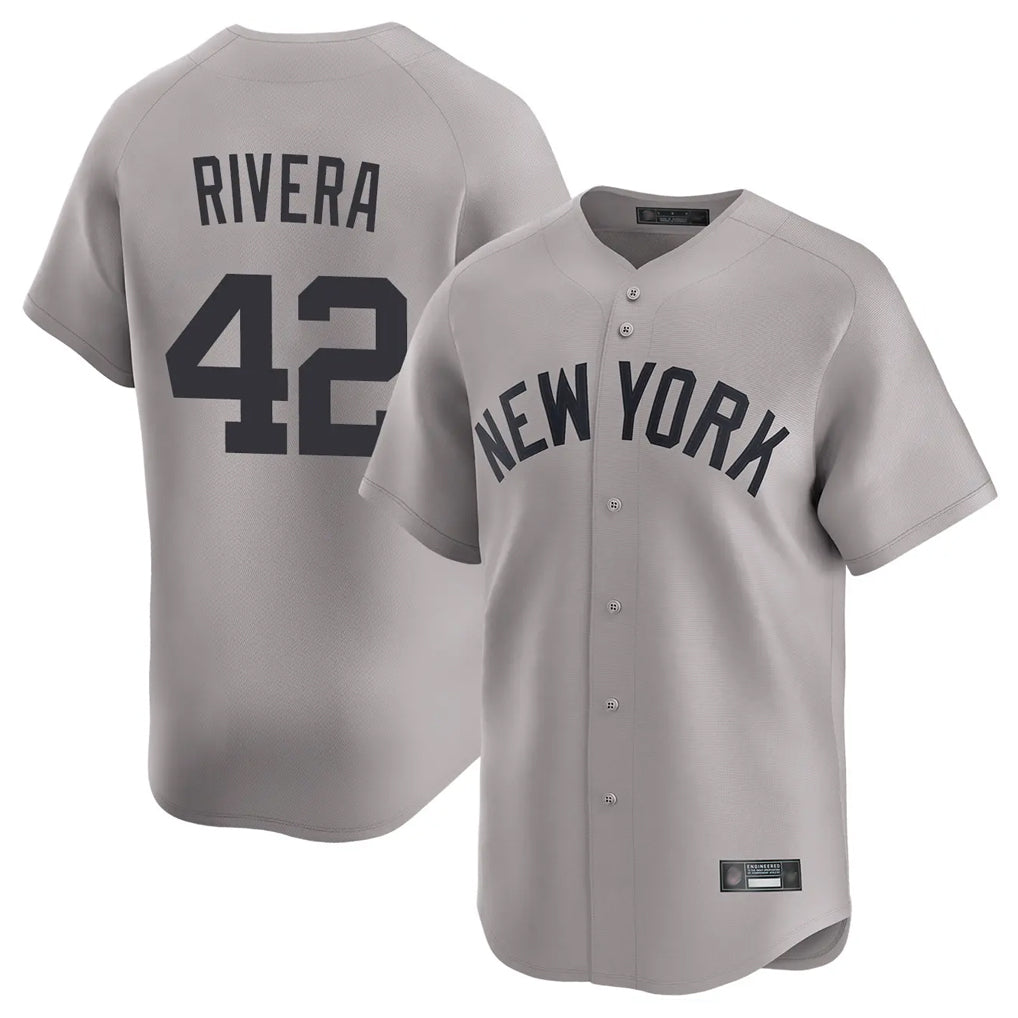 Elroe NY.Yankees #42 Mariano Rivera Player Gray Limited Home Stitched Jerseys