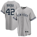 Elroe NY.Yankees #42 Mariano Rivera Player Gray Road Game Stitched Jerseys