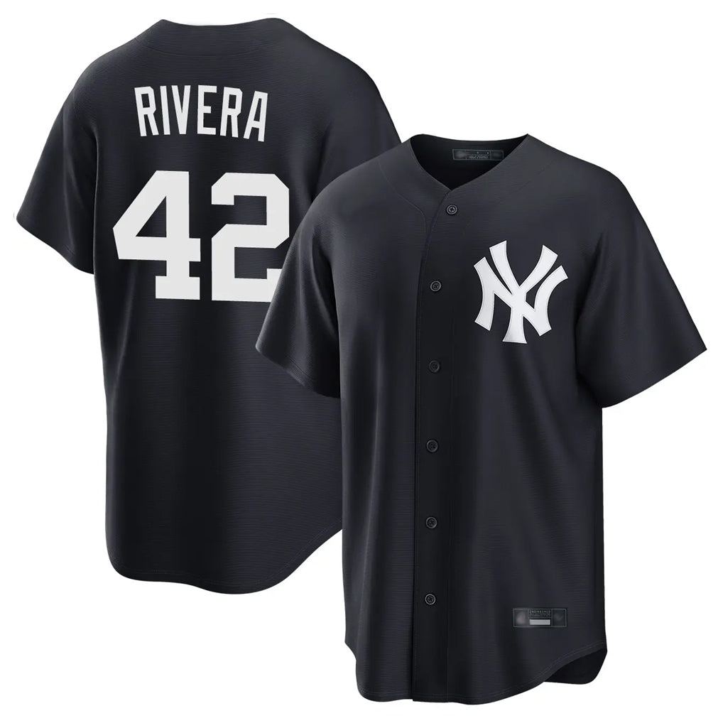Elroe NY.Yankees #42 Mariano Rivera Player Navy Game Home Stitched Jerseys
