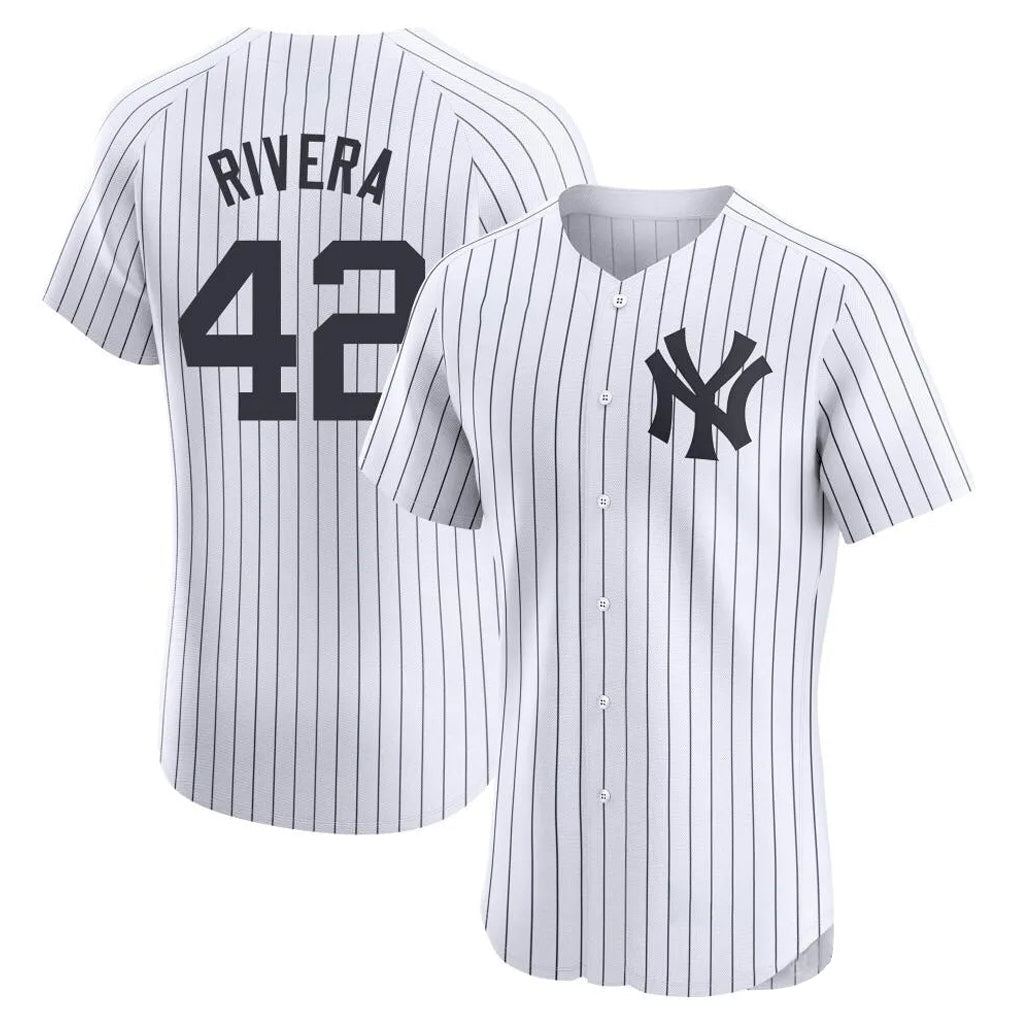 Elroe NY.Yankees #42 Mariano Rivera Player White Limited Elite Home Stitched Jerseys