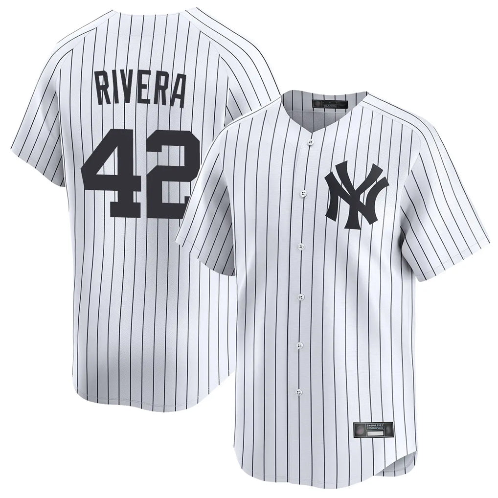 Elroe NY.Yankees #42 Mariano Rivera Player White Limited Home Stitched Jerseys