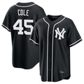 Elroe NY.Yankees #45 Gerrit Cole Player Black Out Game Home Stitched Jerseys
