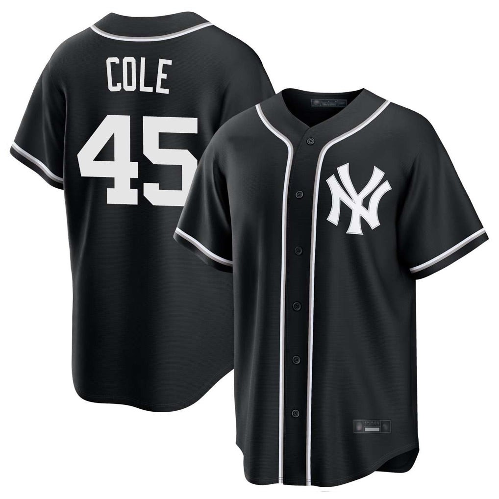Elroe NY.Yankees #45 Gerrit Cole Player Black Out Game Home Stitched Jerseys
