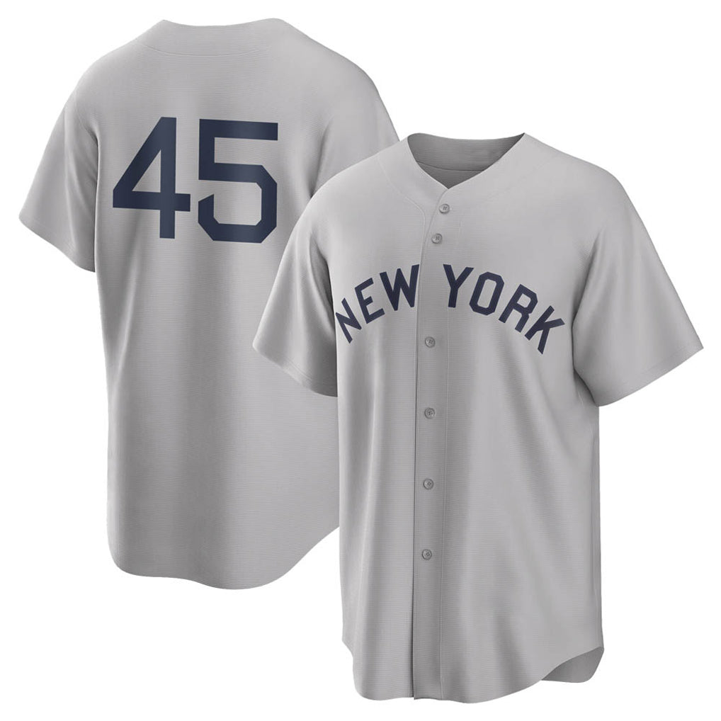 Elroe NY.Yankees #45 Gerrit Cole Player Gray Field of Dreams Game Stitched Jerseys