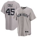 Elroe NY.Yankees #45 Gerrit Cole Player Gray Game Home Stitched Jerseys