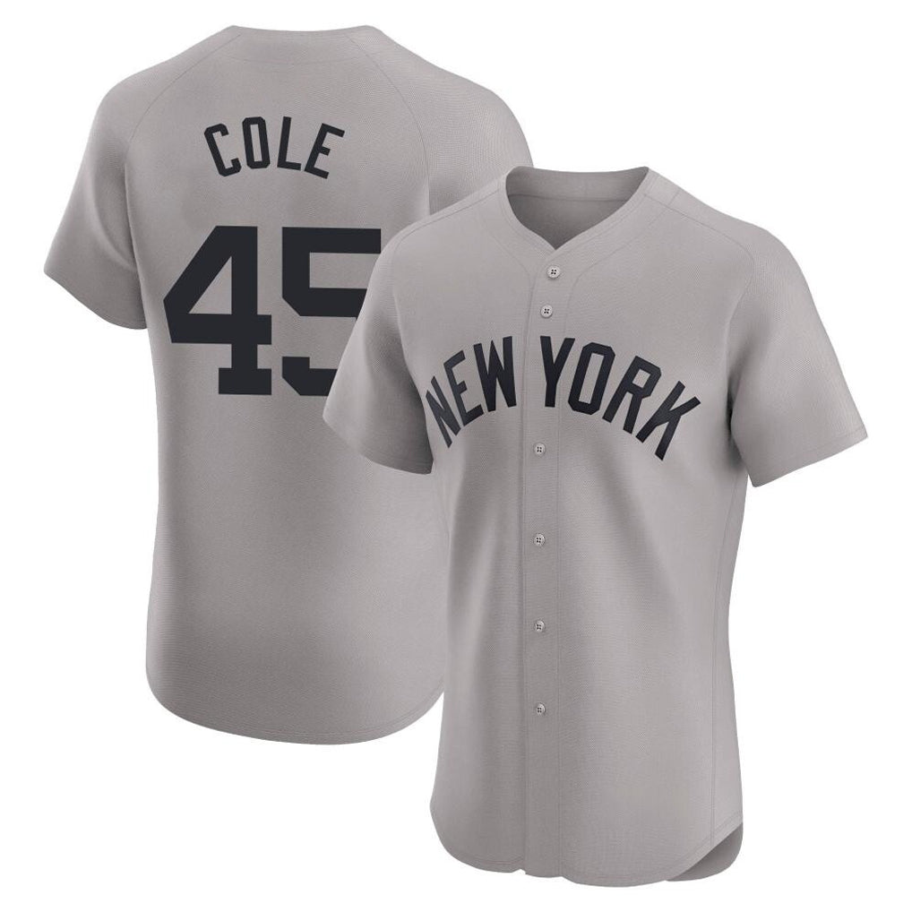 Elroe NY.Yankees #45 Gerrit Cole Player Gray Limited Elite Home Stitched Jerseys