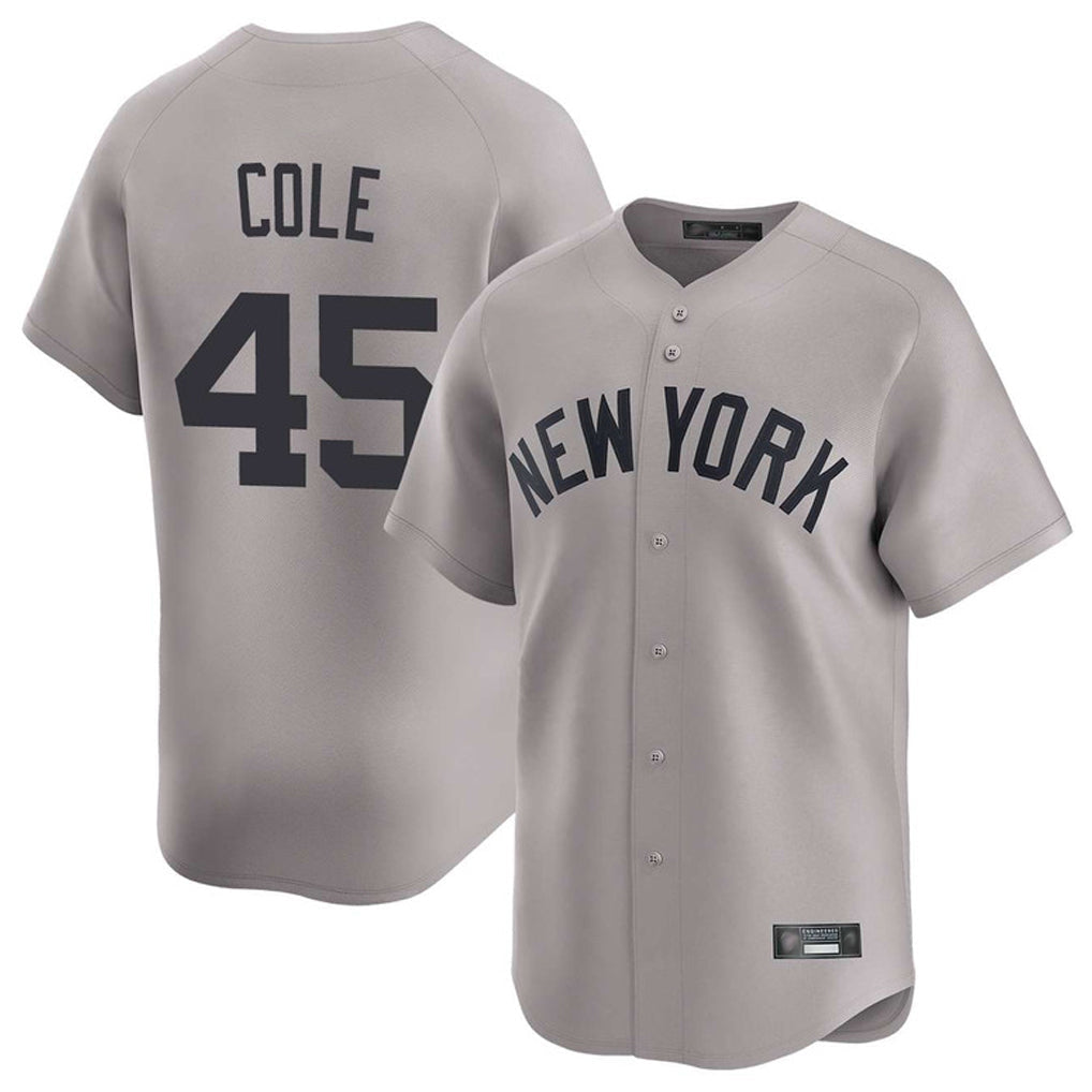 Elroe NY.Yankees #45 Gerrit Cole Player Gray Limited Home Stitched Jerseys