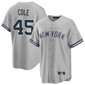 Elroe NY.Yankees #45 Gerrit Cole Player Gray Road Game Stitched Jerseys
