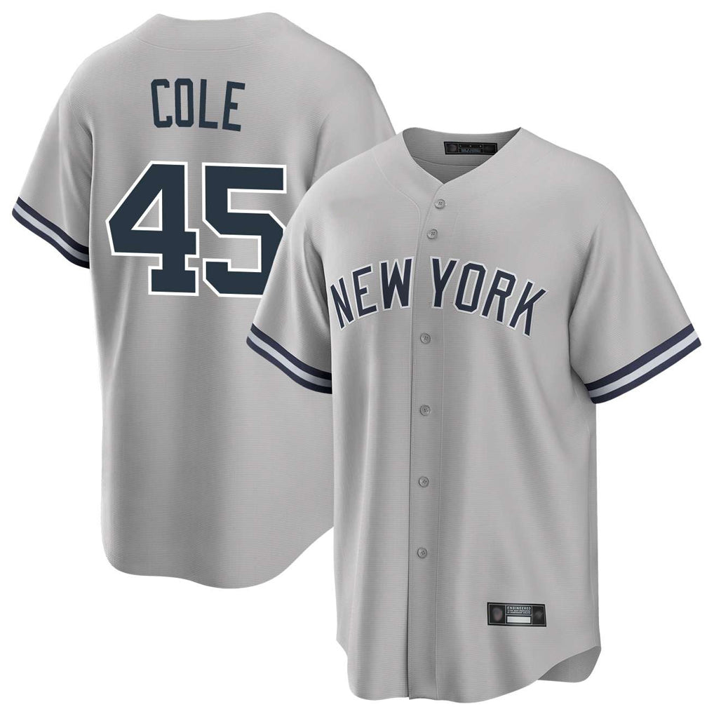 Elroe NY.Yankees #45 Gerrit Cole Player Gray Road Game Stitched Jerseys