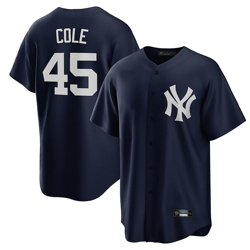 Elroe NY.Yankees #45 Gerrit Cole Player Navy Game Home Stitched Jerseys