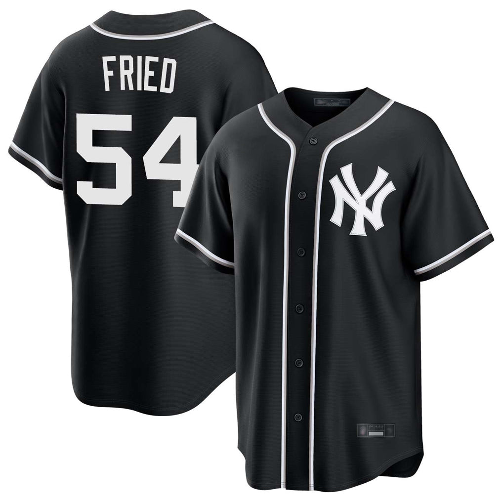 Elroe NY.Yankees #54 Max Fried Player Black Out Game Stitched Jerseys