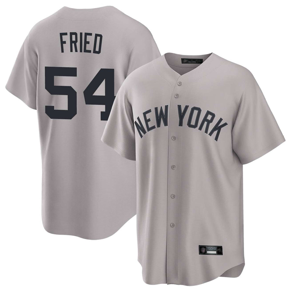 Elroe NY.Yankees #54 Max Fried Player Gray Game Home Stitched Jerseys