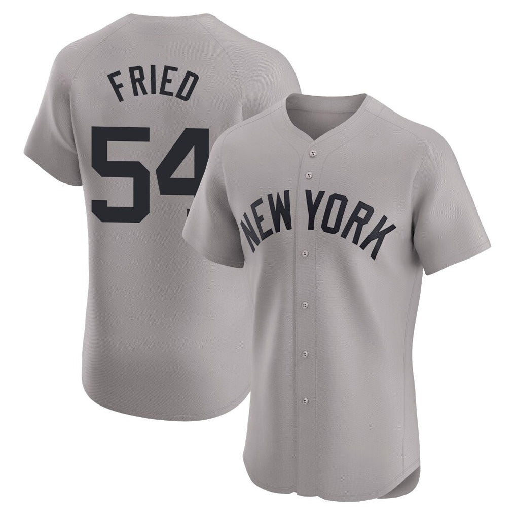 Elroe NY.Yankees #54 Max Fried Player Gray Limited Elite Home Stitched Jerseys