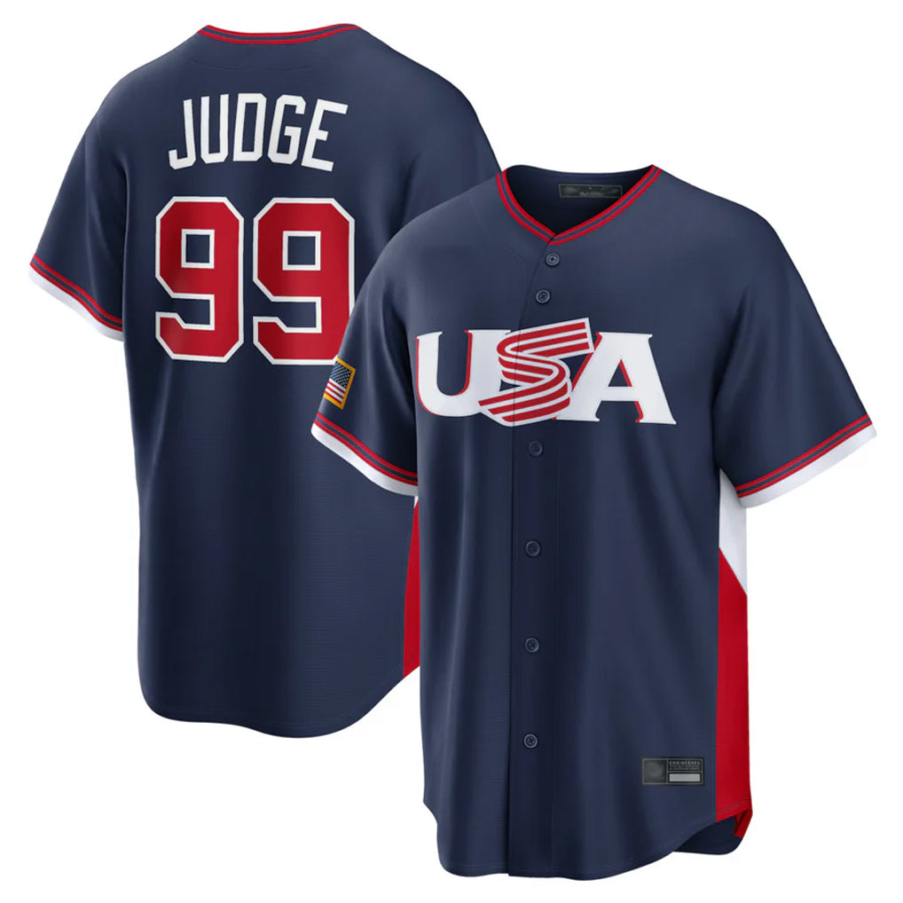 Elroe NY.Yankees #99 Aaron Judge Player Navy USA 2026 World Classic Limited Game Stitched Jerseys