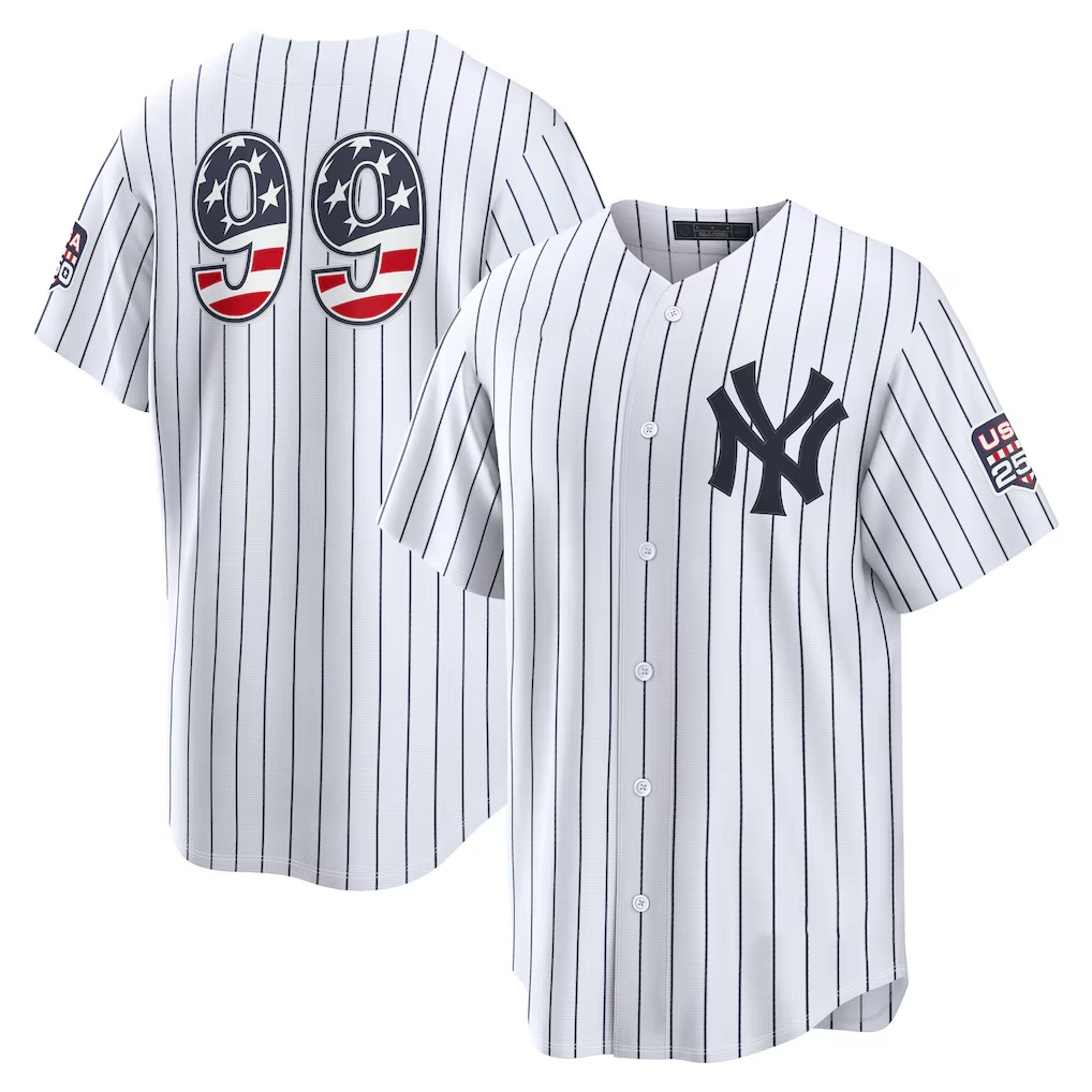 Elroe NY.Yankees #99 Aaron Judge White USA 250 Fourth of July Home Stadium Jersey