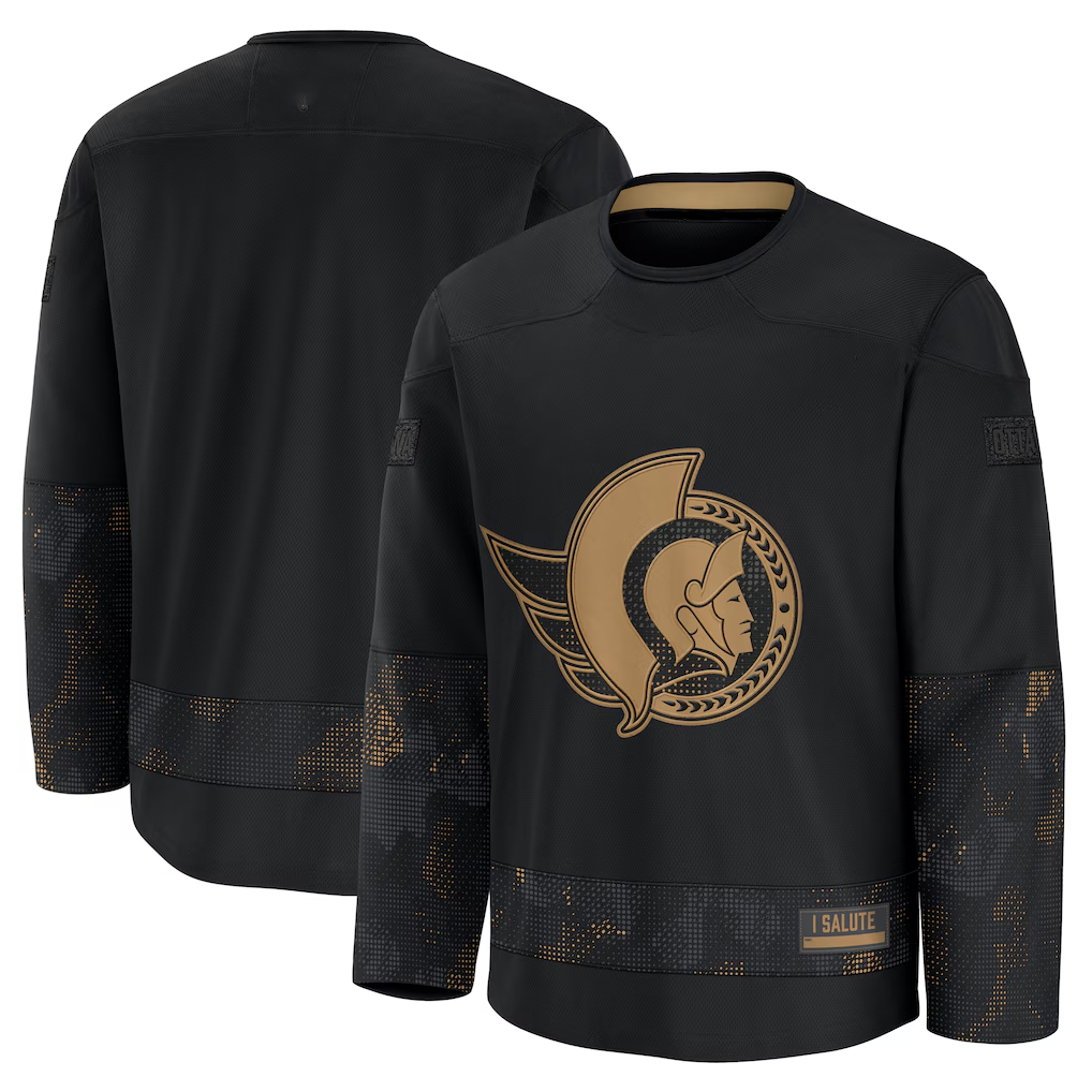 Elroe O.Senators Black 2024 Military Appreciation Practice Jerseys