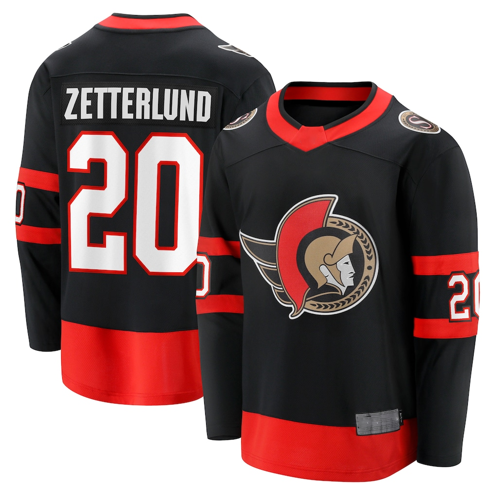 Elroe O.Senators #20 Fabian Zetterlund Black Home Breakaway Jerseys