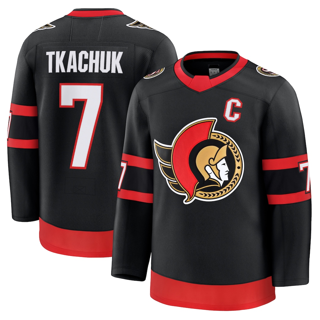 Elroe O.Senators #7 Brady Tkachuk Black Home Premium Jerseys