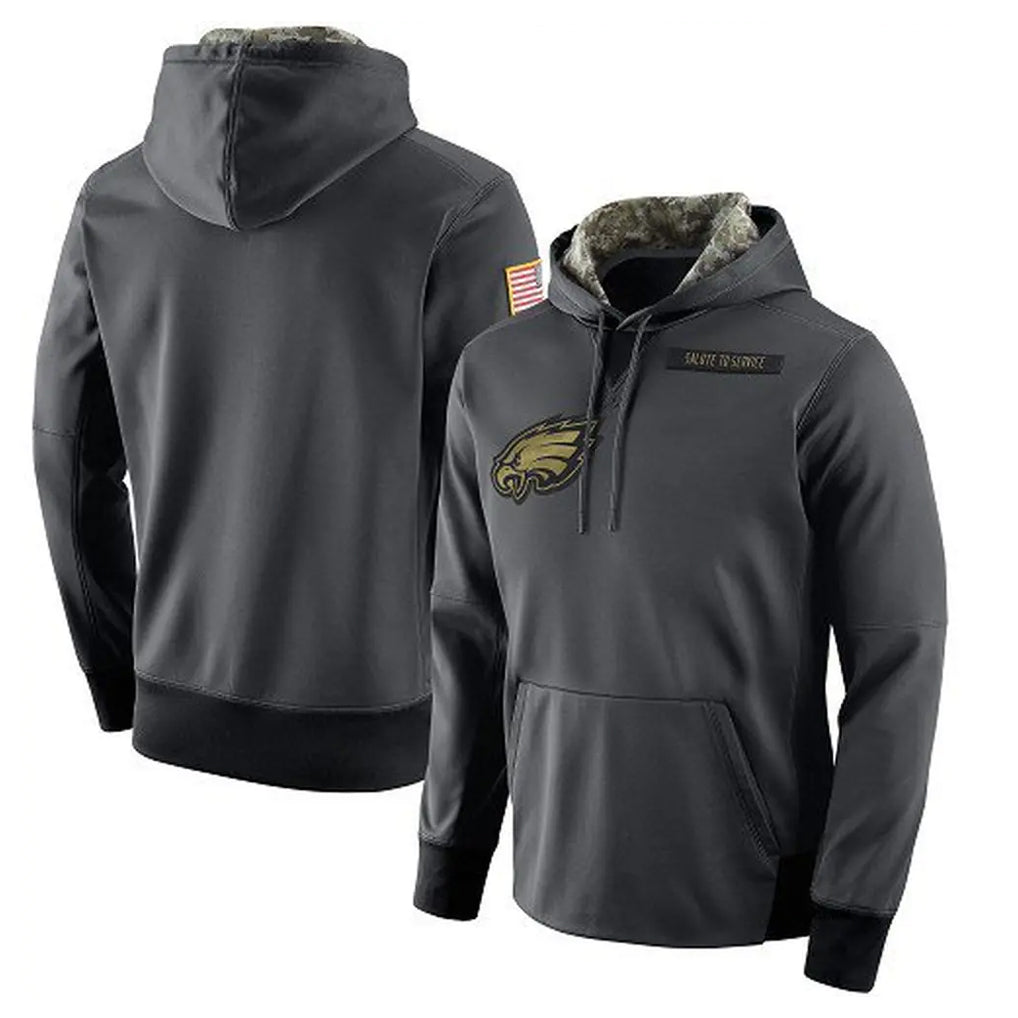 Elroe P.Eagles Gray Pullover Hoodies Home Game Blank Player Stitched Jerseys
