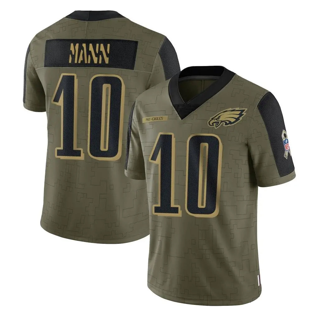 Elroe P.Eagles #10 Braden Mann Player Olive Salute To Service Limited Game Stitched Jerseys