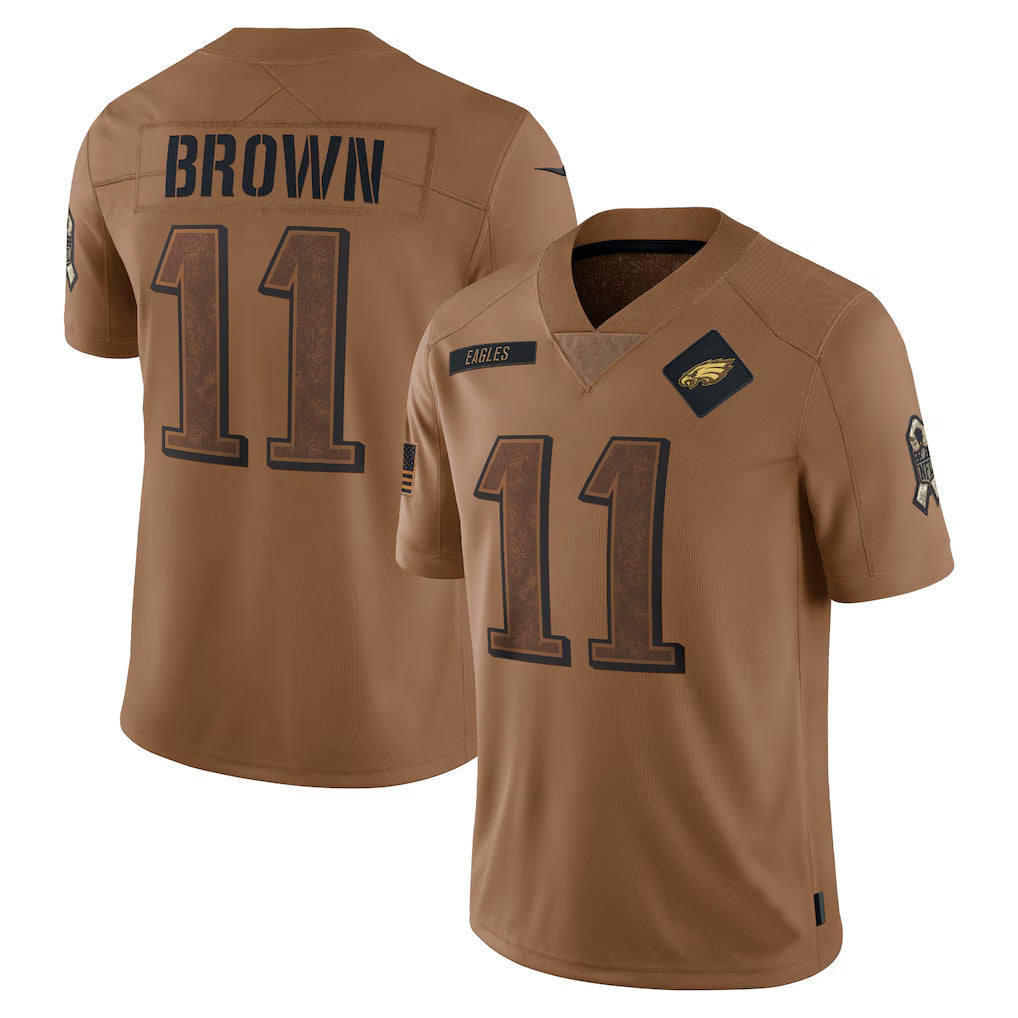 Elroe P.Eagles #11 A.J. Brown Player Brown Salute To Service Limited Stitched Jerseys