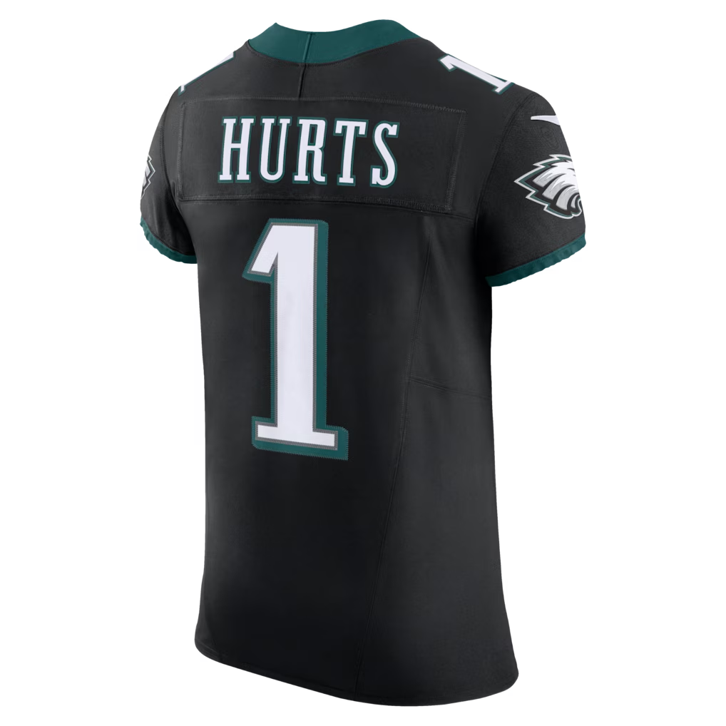 ElroeP.Eagles #1 Jalen Hurts Black Alternate Vapor F.U.S.E. Elite Stitched Jerseys
