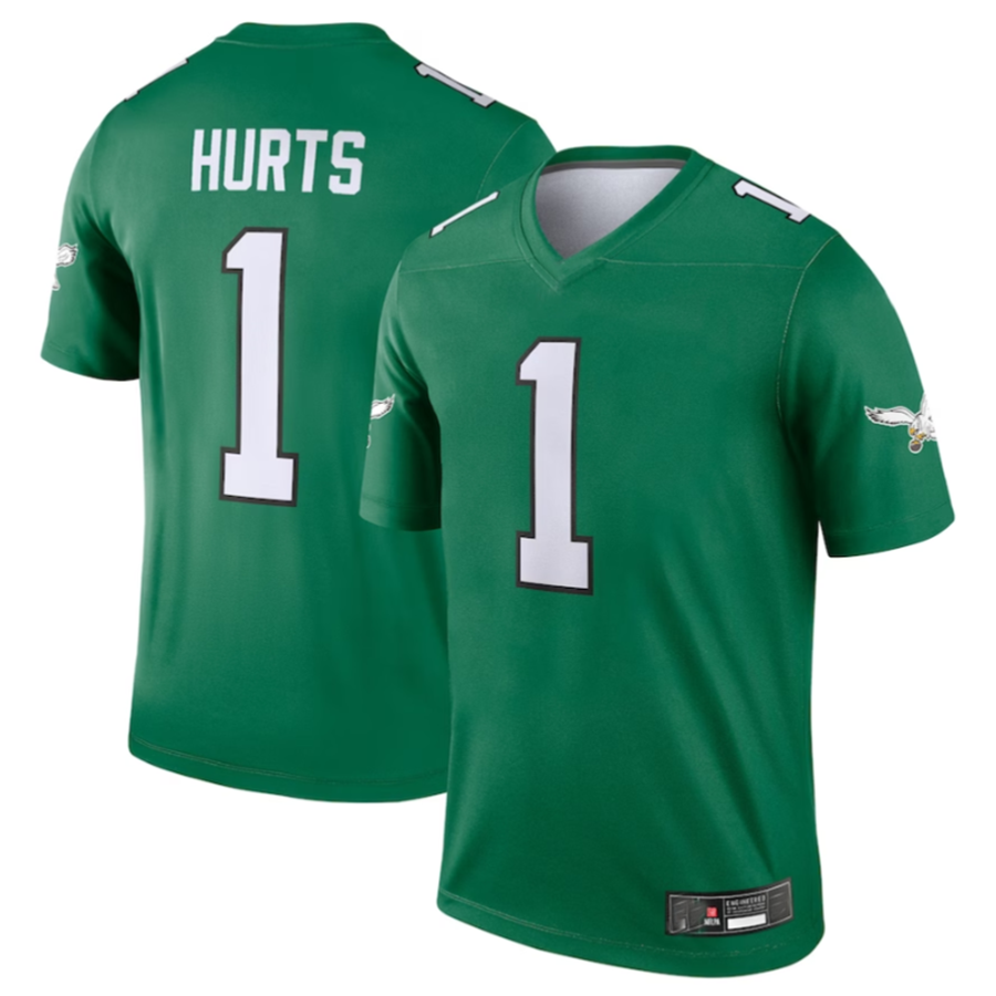 Elroe P.Eagles #1 Jalen Hurts Green Alternate Legend Player Stitched American Stitched Jerseys