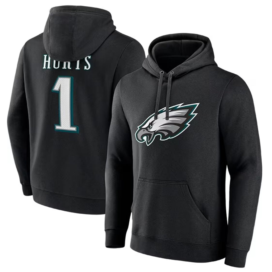 Elroe P.Eagles #1 Jalen Hurts Player Black Military Hoodie Game Stitched Jerseys
