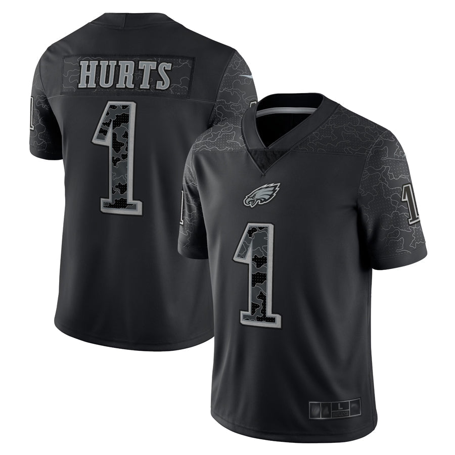 Elroe P.Eagles #1 Jalen Hurts Player Black REFLECTIVE Limited Stitched Jerseys