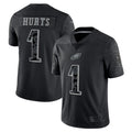 Elroe P.Eagles #1 Jalen Hurts Player Black REFLECTIVE Limited Stitched Jerseys