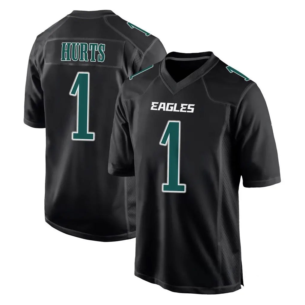 Elroe P.Eagles #1 Jalen Hurts Player Carbon Black Fashion Home Game Stitched Jerseys