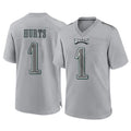 Elroe P.Eagles #1 Jalen Hurts Player Gray Atmosphere Fashion Home Game Stitched Jerseys