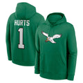 Elroe P.Eagles #1 Jalen Hurts Player Green Pullover Hoodies Home Game Stitched Jerseys