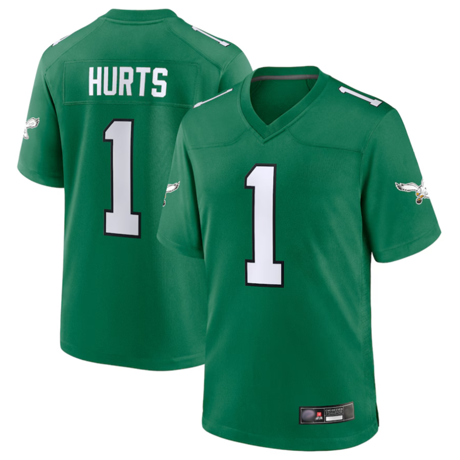 Elroe P.Eagles #1 Jalen Hurts Player Kelly Green Game Stitched Jerseys