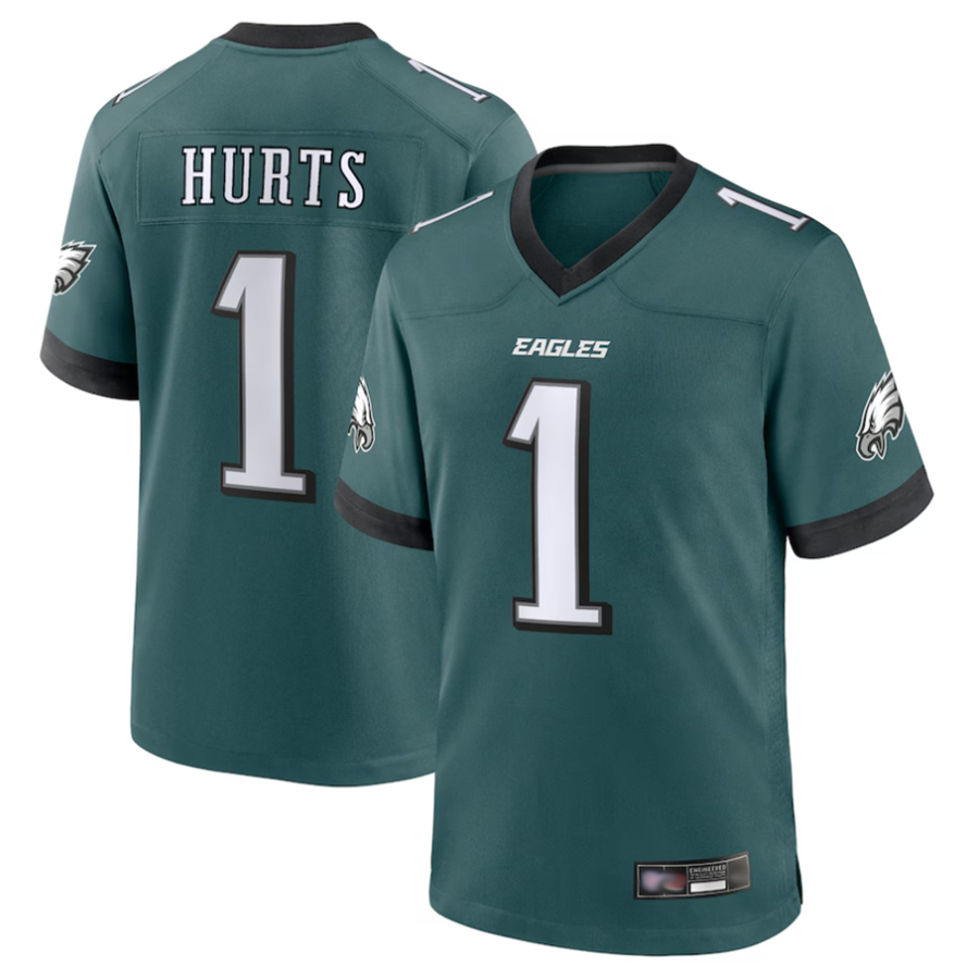 Elroe P.Eagles #1 Jalen Hurts Player Midnight Green Game Stitched Jerseys