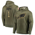 Elroe P.Eagles #1 Jalen Hurts Player Military Hoodie Salute To Service Olive Stitched Jerseys