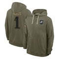 Elroe P.Eagles #1 Jalen Hurts Player Olive Salute to Service Pullover Hoodies Limited Stitched Jerseys