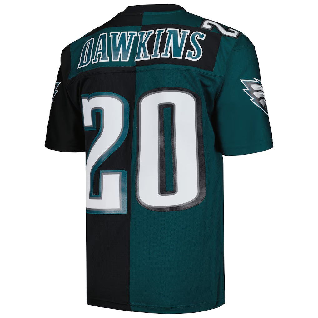 Elroe P.Eagles #20 Brian Dawkins Mitchell & Ness Midnight Green-Black Split Legacy Replica Stitched Jerseys