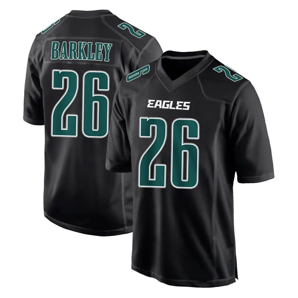 Elroe P.Eagles #26 Saquon Barkley Player Carbon Black Fashion Home Game Stitched Jerseys