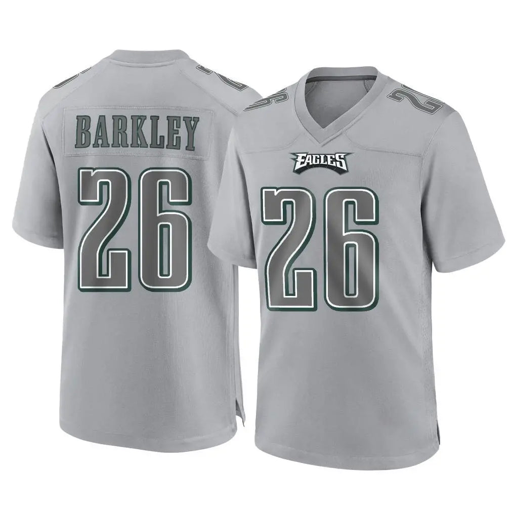 Elroe P.Eagles #26 Saquon Barkley Player Gray Atmosphere Fashion Home Game Stitched Jerseys