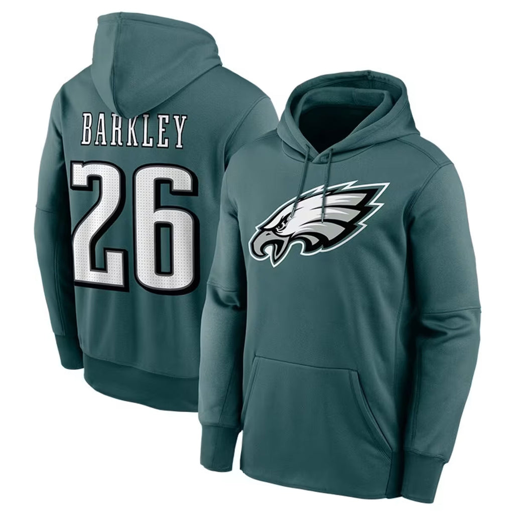 Elroe P.Eagles #26 Saquon Barkley Player Green Pullover Hoodie Stitched Jerseys