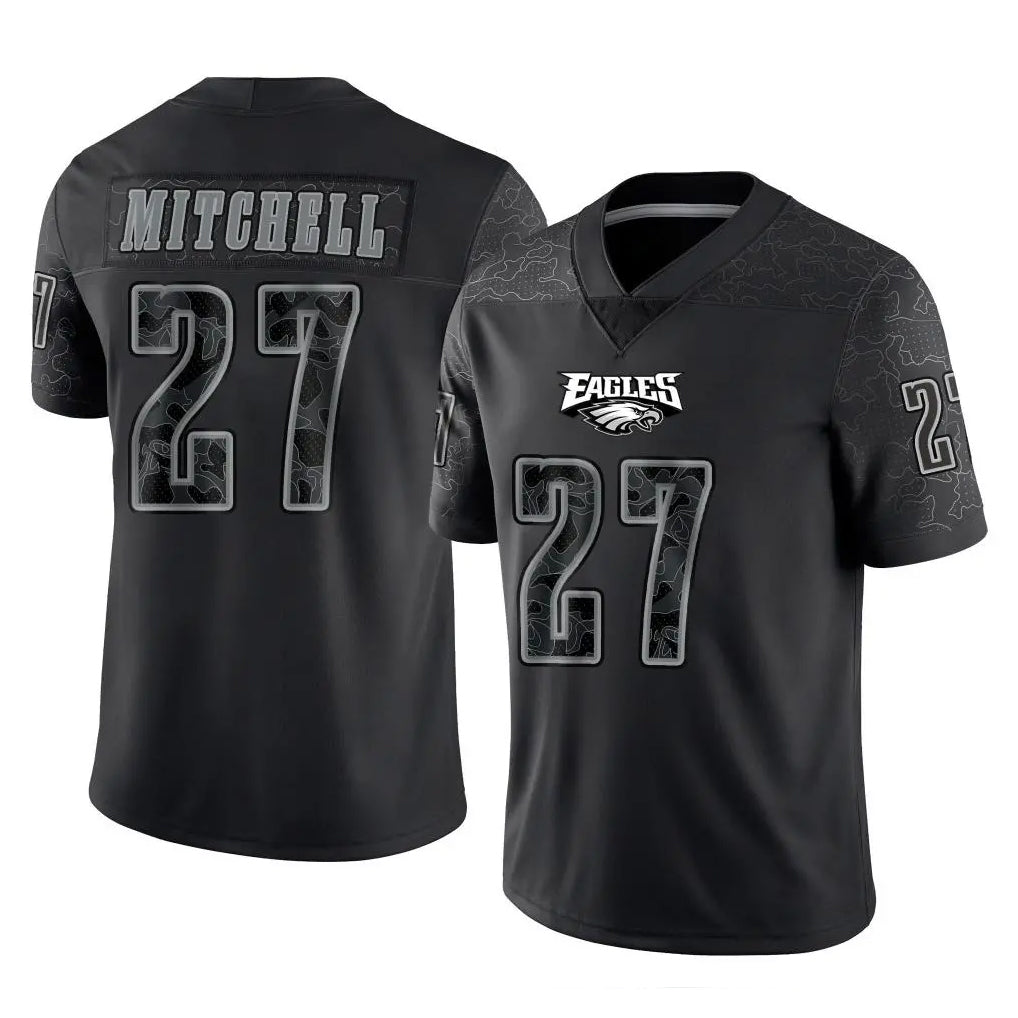 Elroe P.Eagles #27 Quinyon Mitchell Player Black Reflective Limited Home Game Stitched Jerseys