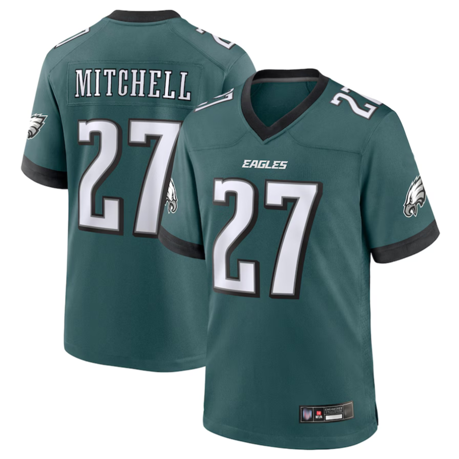 Elroe P.Eagles #27 Quinyon Mitchell Player Midnight Green Replica Game Stitched Jerseys