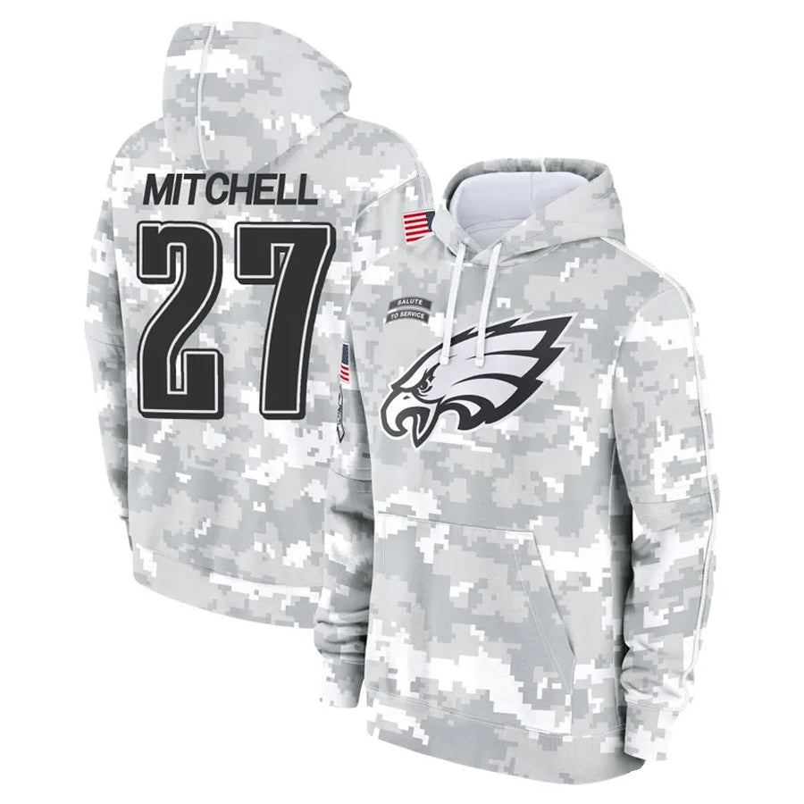 Elroe P.Eagles #27 Quinyon Mitchell Player Military Hoodie Arctic Camo Salute To Service Stitched Jerseys